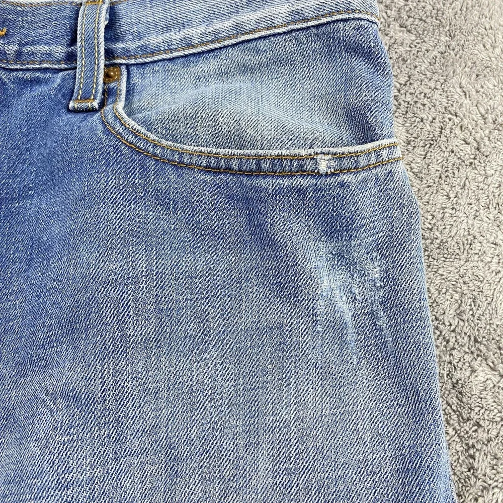 Levis 527 Low Boot Cut Jeans Mens 34x30 Blue Medium Wash Mid Rise Distressed Rip